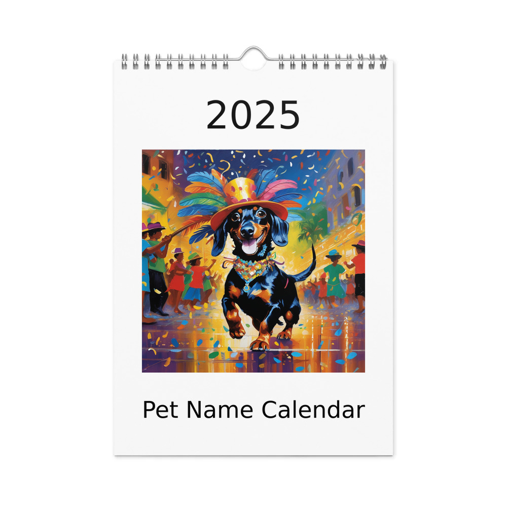 PugMug Custom Black Dachshund Wall Calendar (2026)