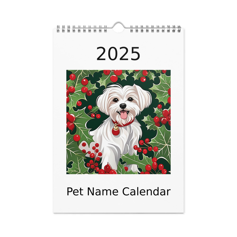 PugMug Custom Maltese Dog Wall Calendar (2026)