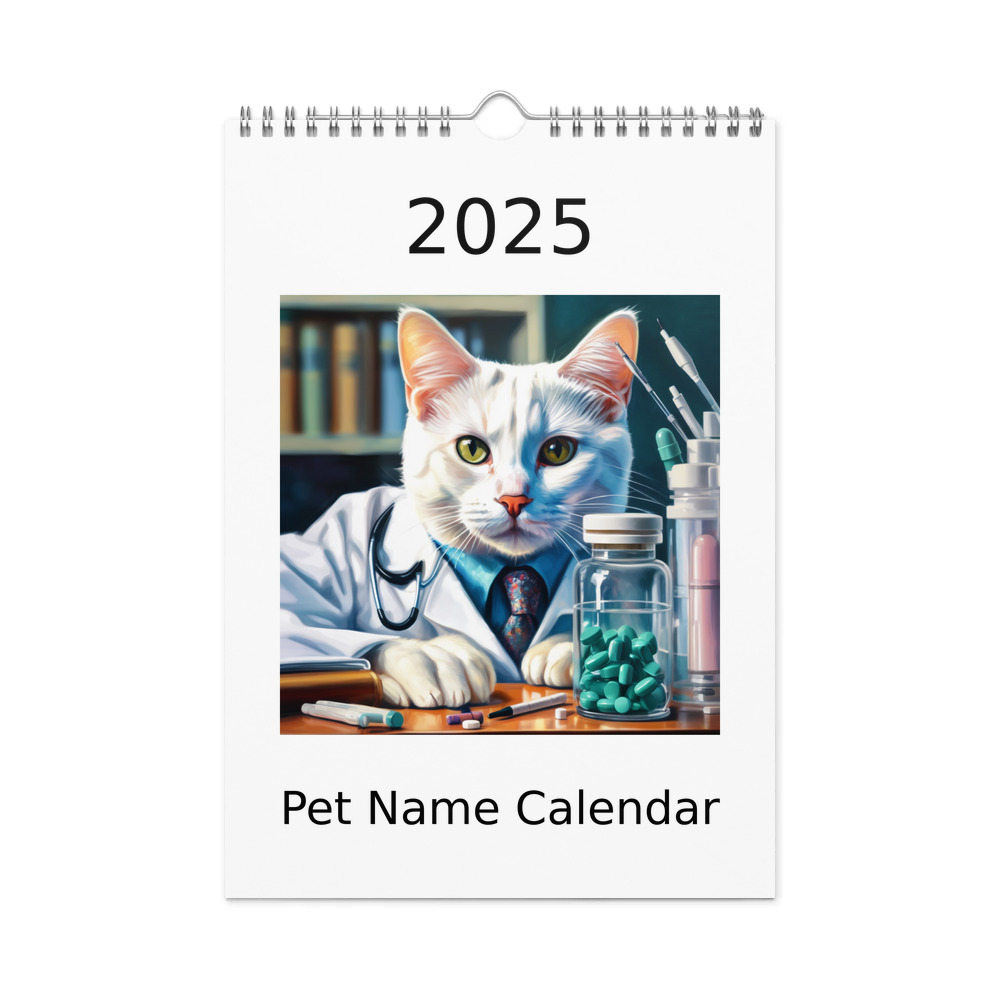 PugMug Custom White Companion Cat Wall Calendar (2026)