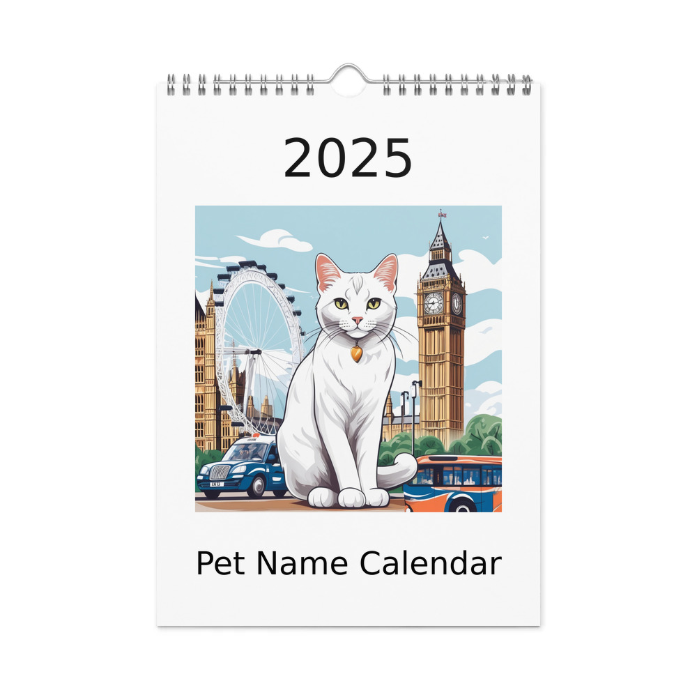 PugMug Custom White Companion Cat Wall Calendar (2026)