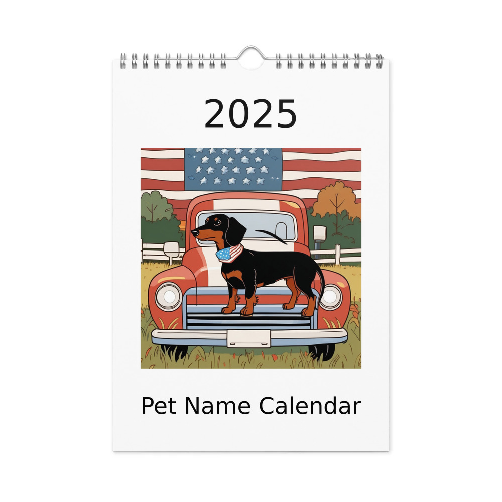 PugMug Custom Black Dachshund Wall Calendar (2026)