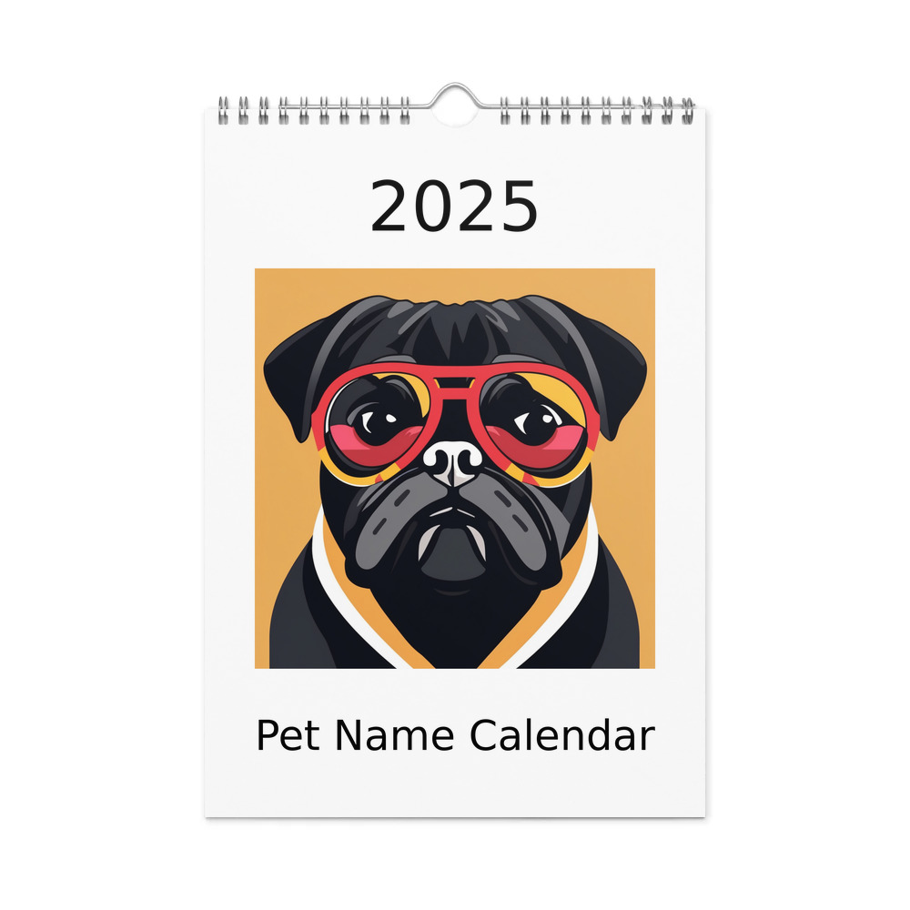 PugMug Custom Black Pug Wall Calendar (2026)