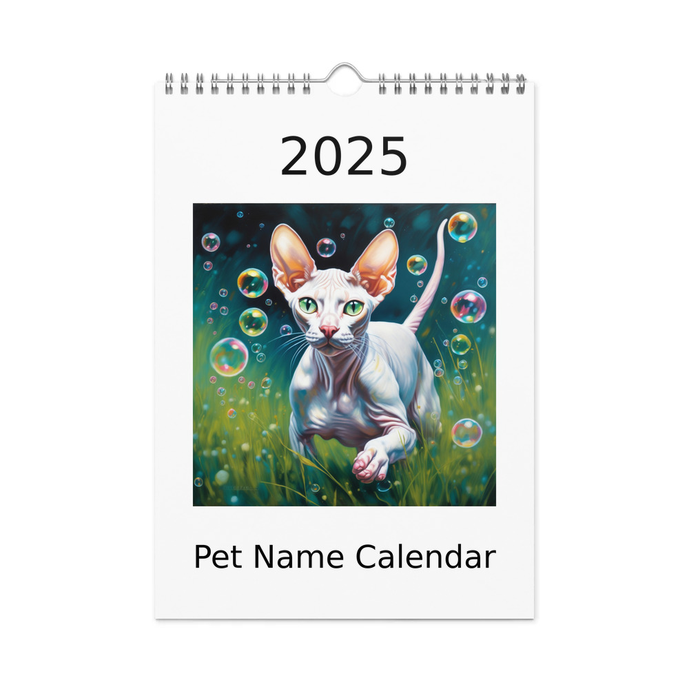 PugMug Custom White Sphynx Cat Wall Calendar (2026)