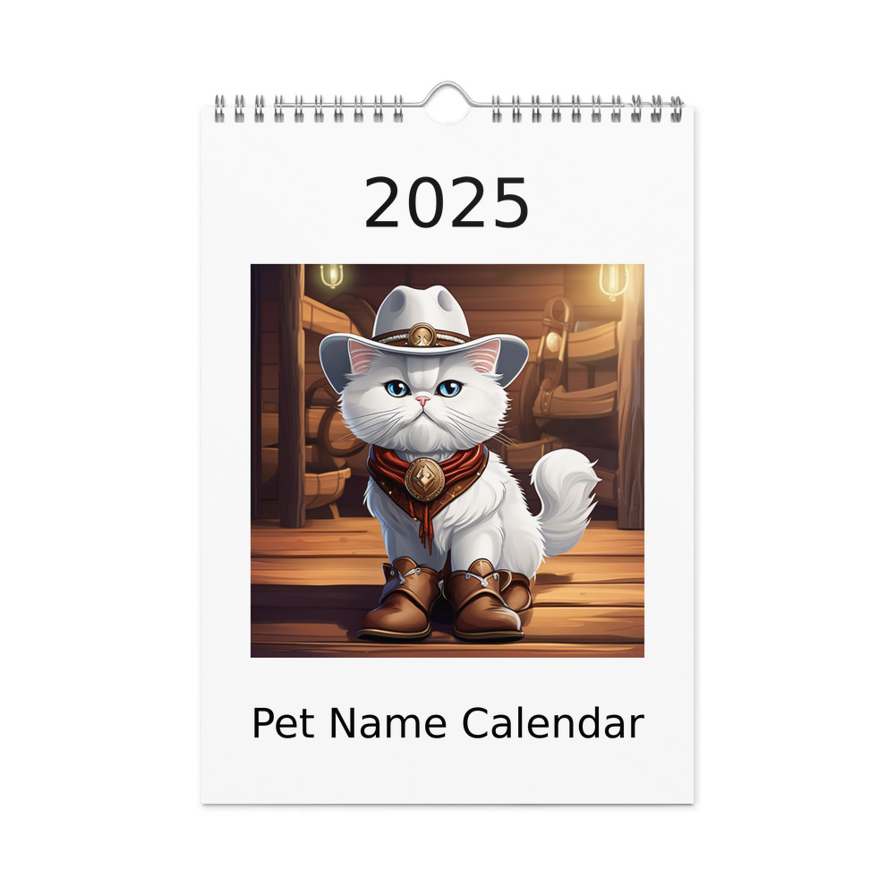 PugMug Custom White Persian Cat Wall Calendar (2026)