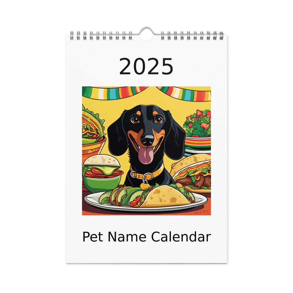 PugMug Custom Black Dachshund Wall Calendar (2026)