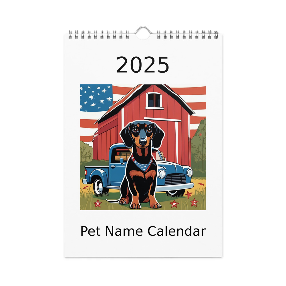PugMug Custom Black Dachshund Wall Calendar (2026)