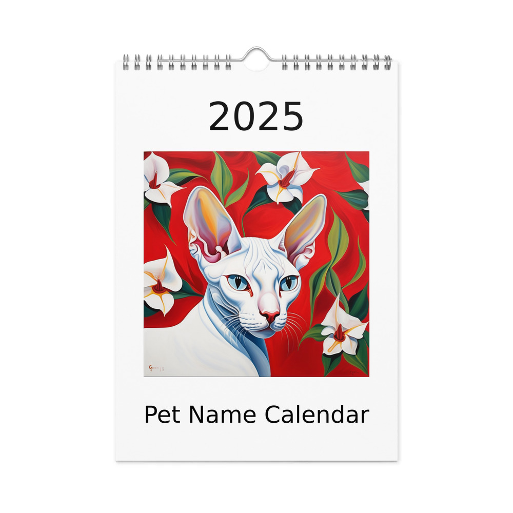 PugMug Custom White Sphynx Cat Wall Calendar (2026)