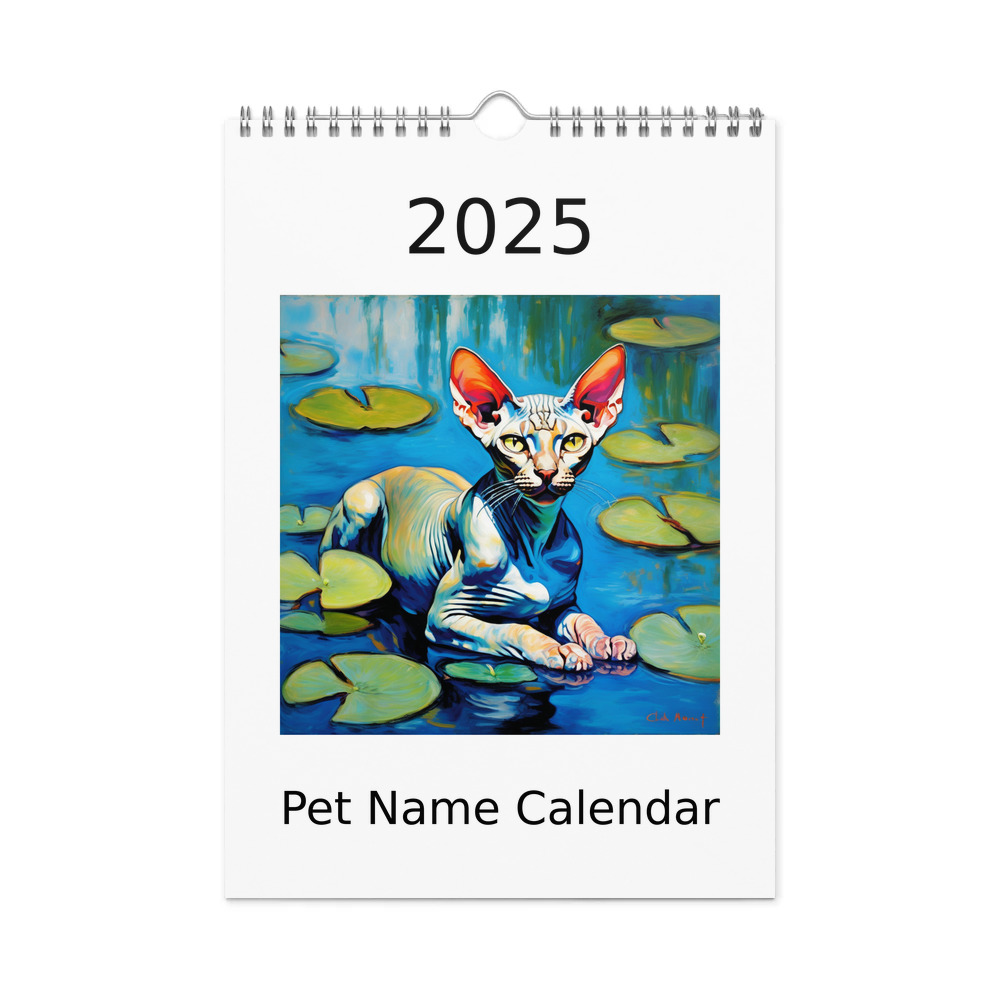 PugMug Custom Tabby Sphynx Cat Wall Calendar (2026)