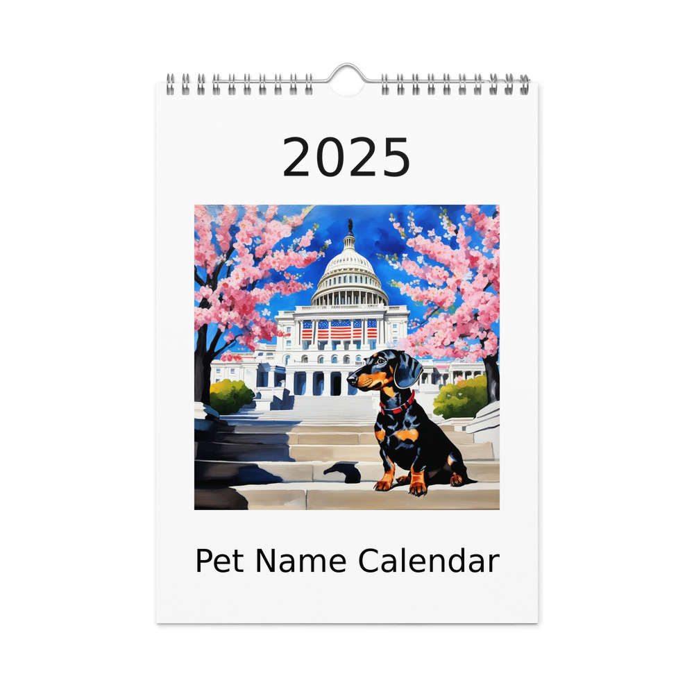 PugMug Custom Black Dachshund Wall Calendar (2026)