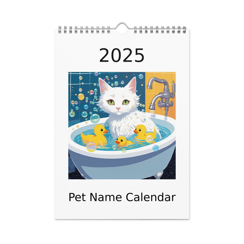 PugMug Custom White Companion Cat Wall Calendar (2026)