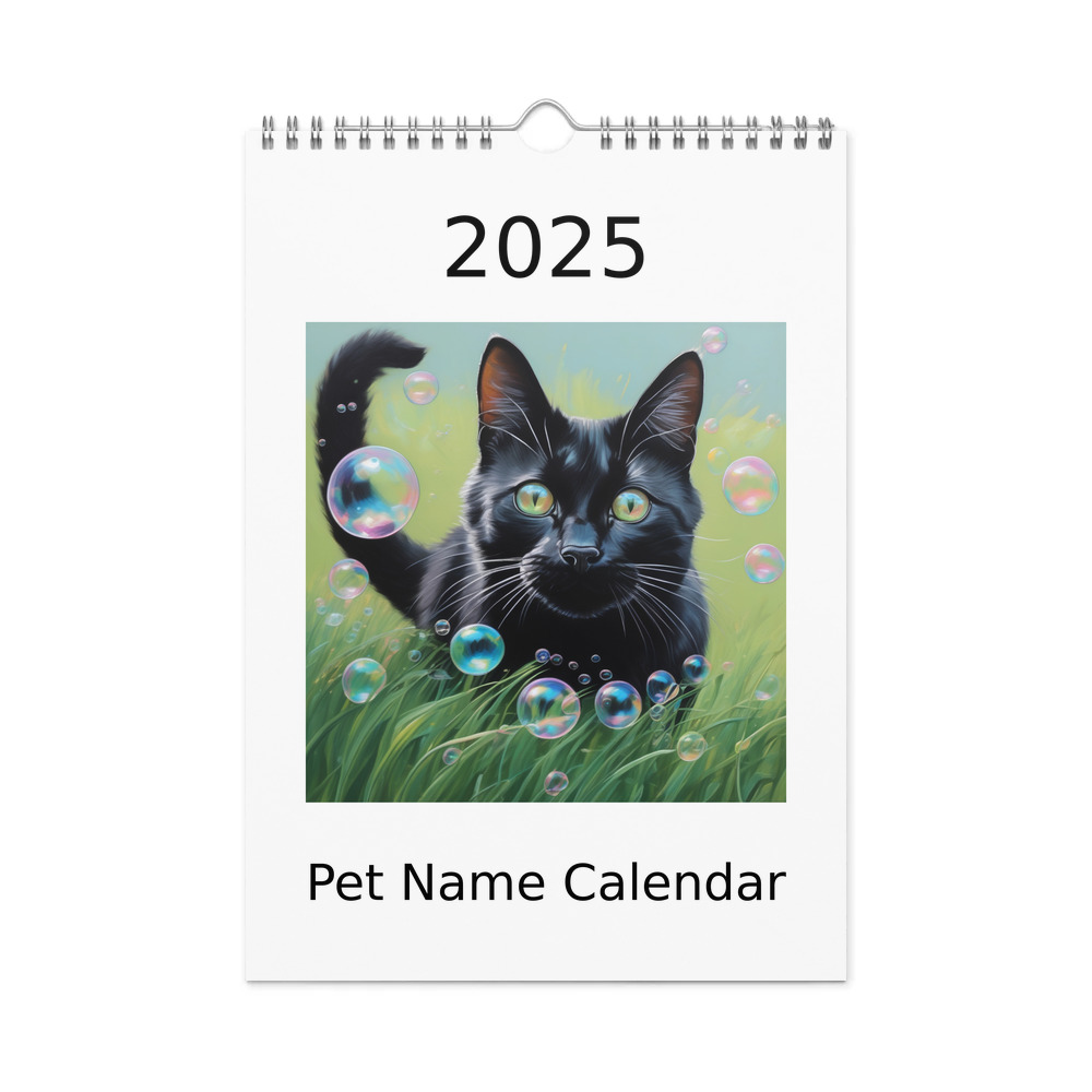 PugMug Custom Black Companion Cat Wall Calendar (2026)