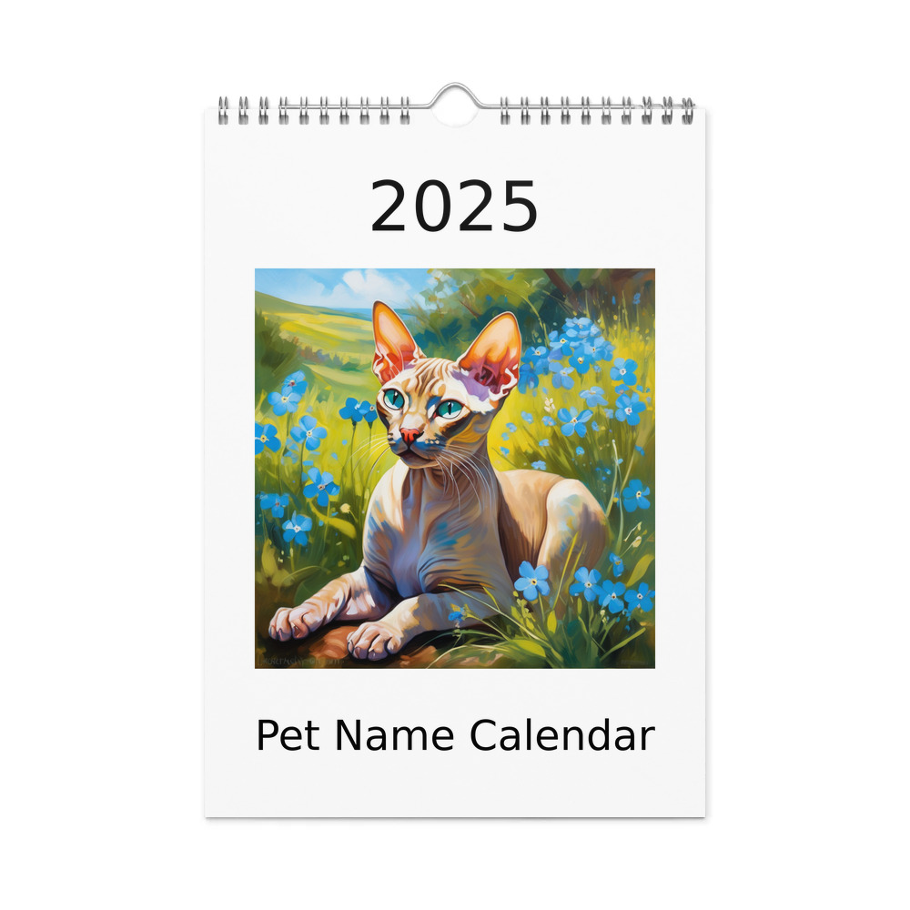 PugMug Custom Tabby Sphynx Cat Wall Calendar (2026)