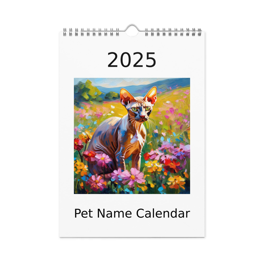 PugMug Custom Tabby Sphynx Cat Wall Calendar (2026)