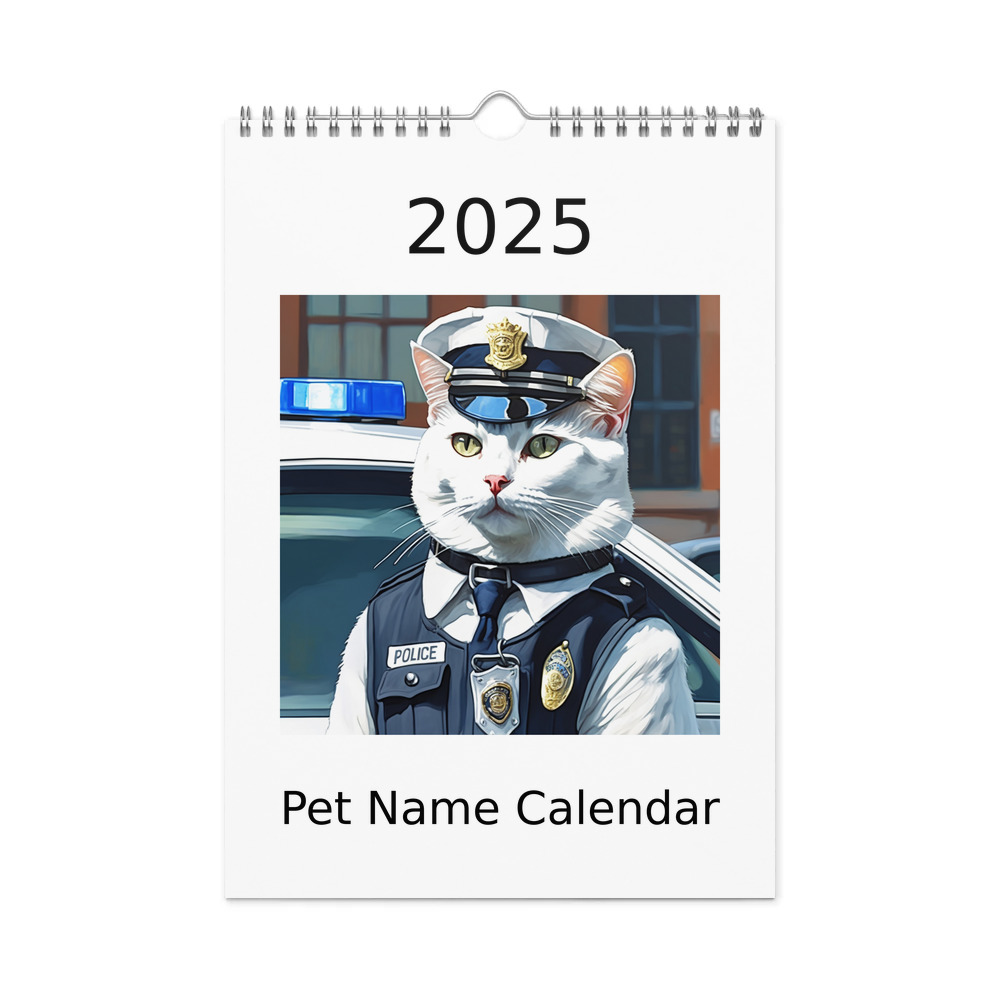 PugMug Custom White Companion Cat Wall Calendar (2026)