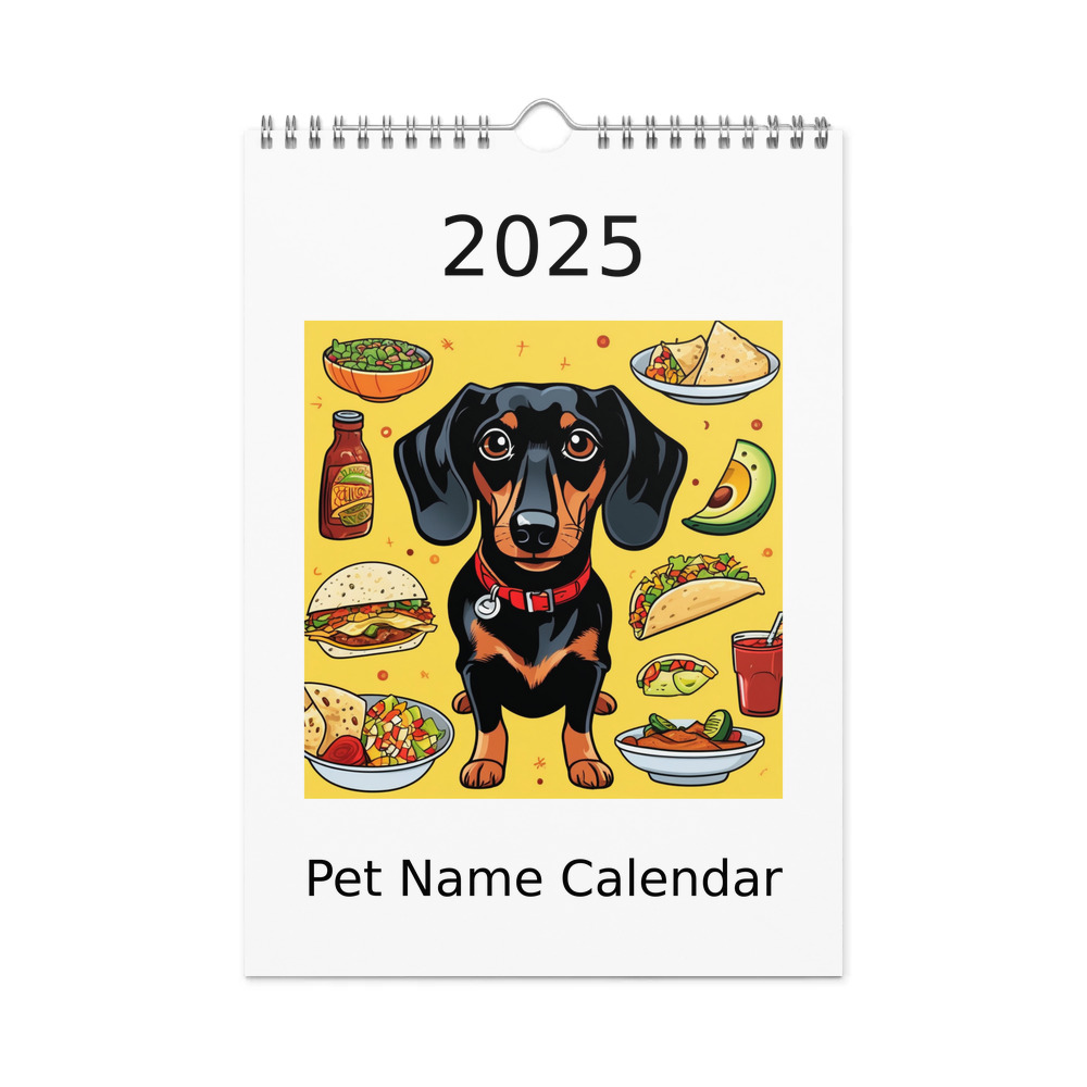 PugMug Custom Black Dachshund Wall Calendar (2026)