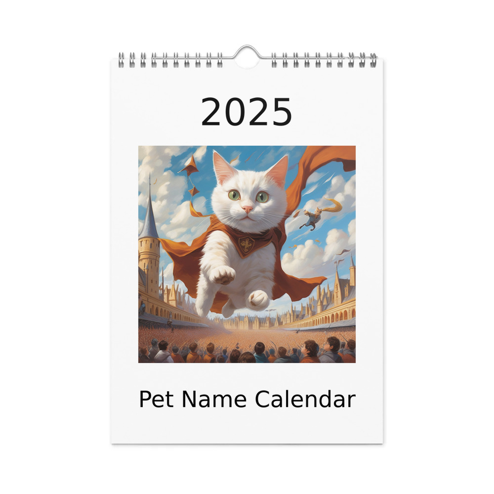 PugMug Custom White Companion Cat Wall Calendar (2026)