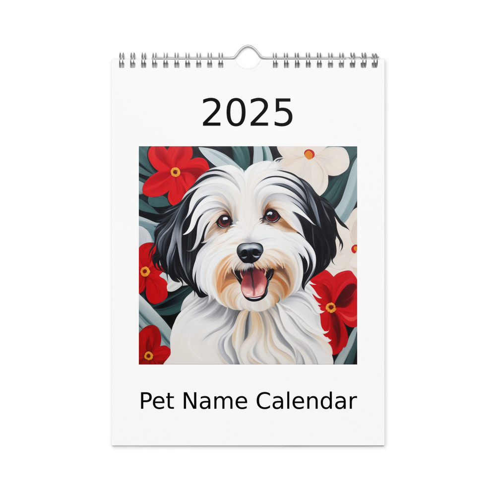 PugMug Custom Black-and-white Havanese Dog Wall Calendar (2026)