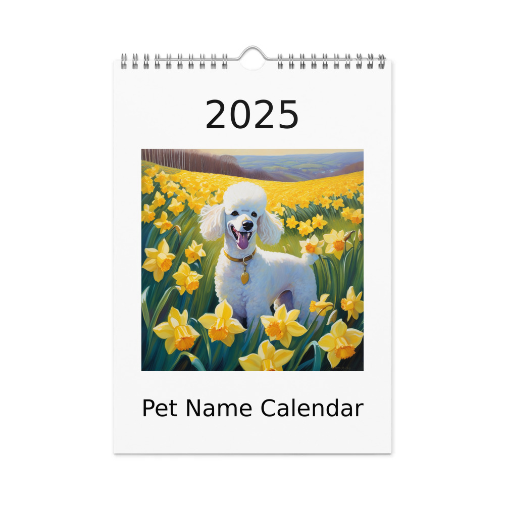 PugMug Custom White Poodle Wall Calendar (2026)