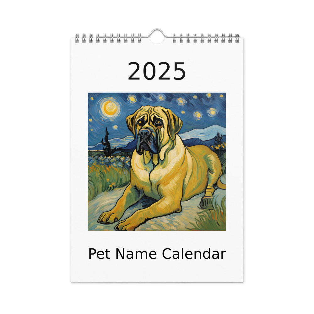 PugMug Custom Mastiff Wall Calendar (2026)