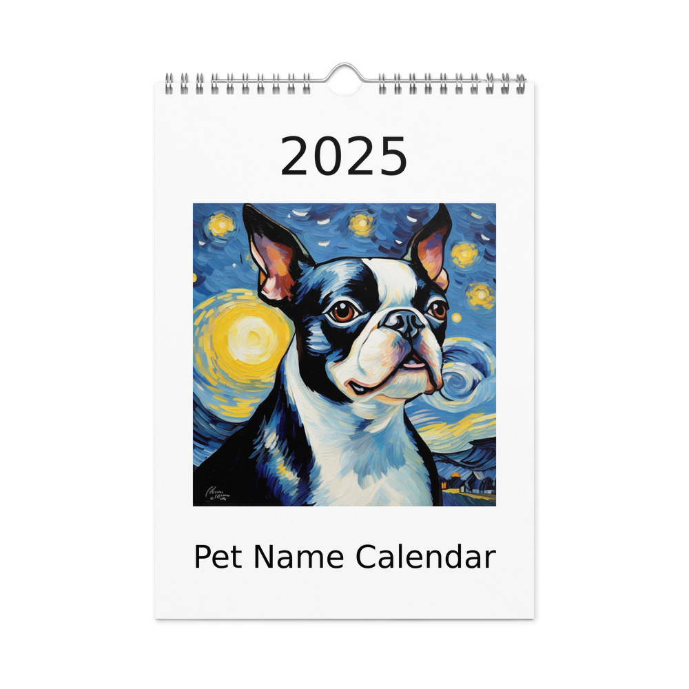 PugMug Custom Boston Terrier Wall Calendar (2026)