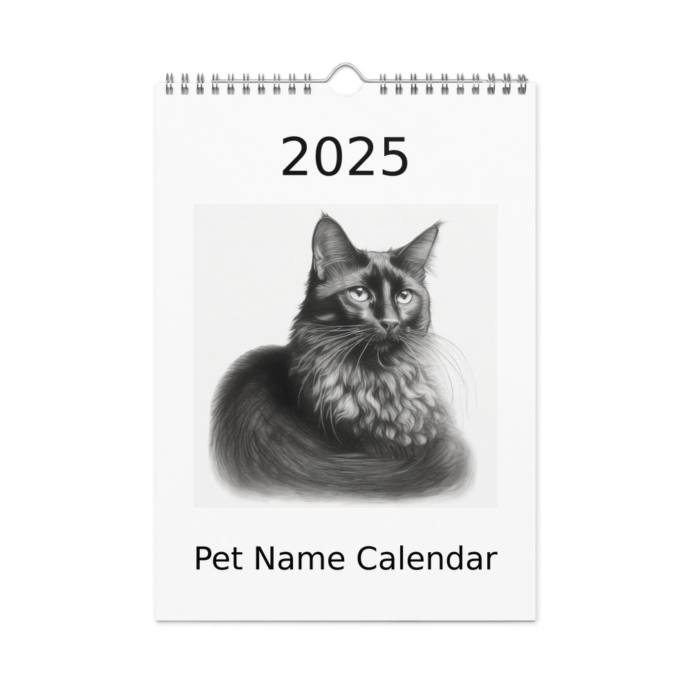 PugMug Custom Black Companion Cat Wall Calendar (2026)