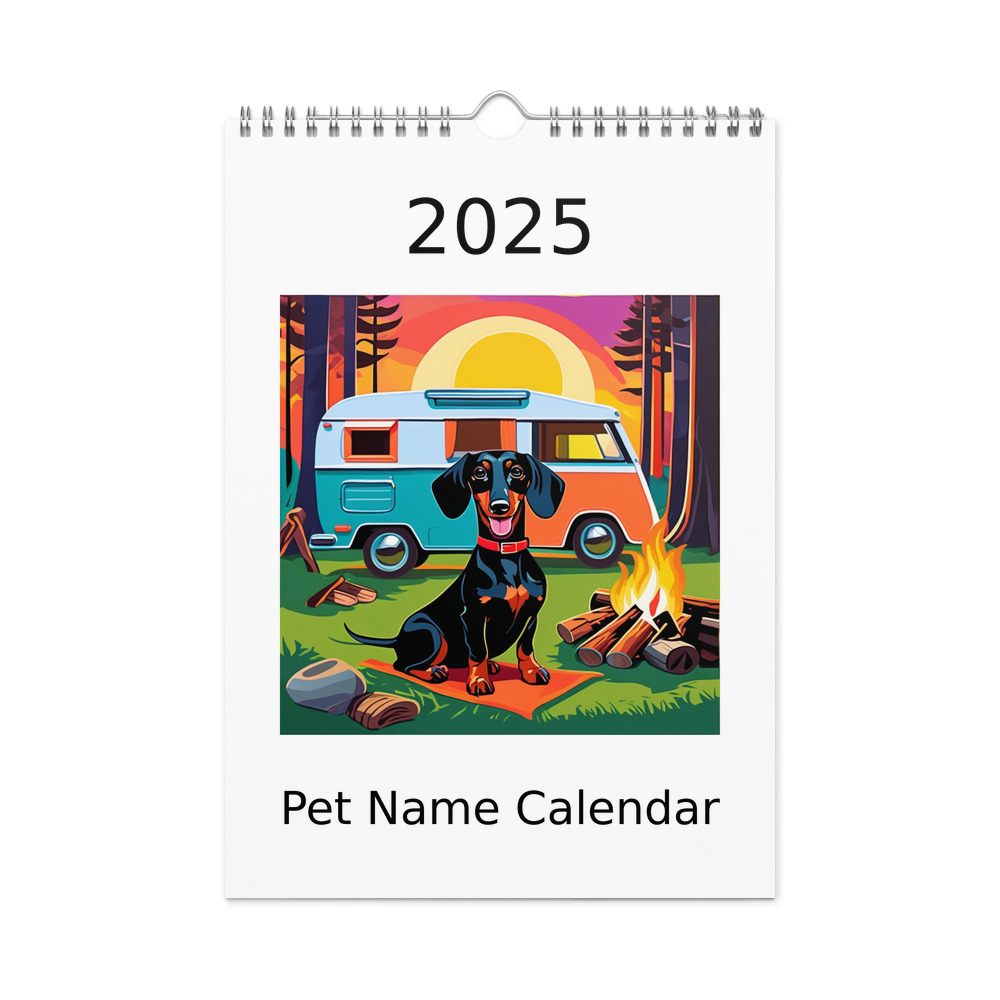 PugMug Custom Black Dachshund Wall Calendar (2026)