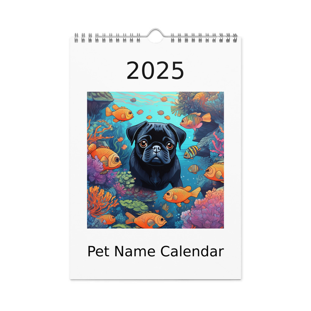 PugMug Custom Black Pug Wall Calendar (2026)