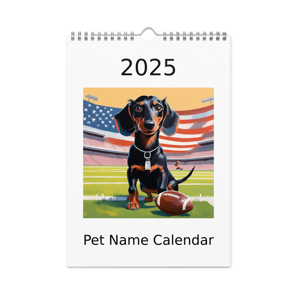 PugMug Custom Black Dachshund Wall Calendar (2026)