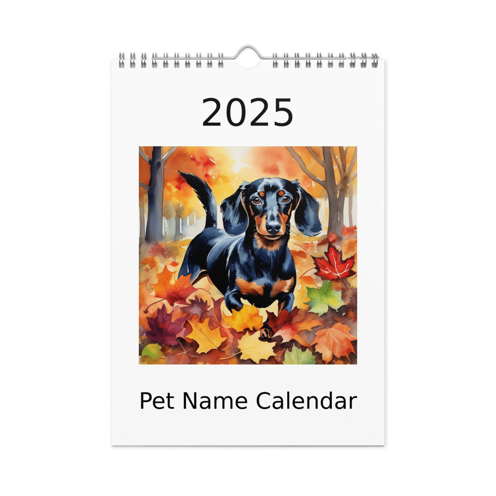 PugMug Custom Black Dachshund Wall Calendar (2026)