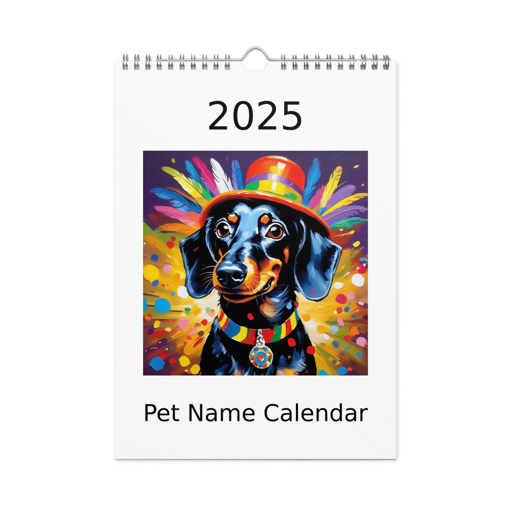 PugMug Custom Black Dachshund Wall Calendar (2026)