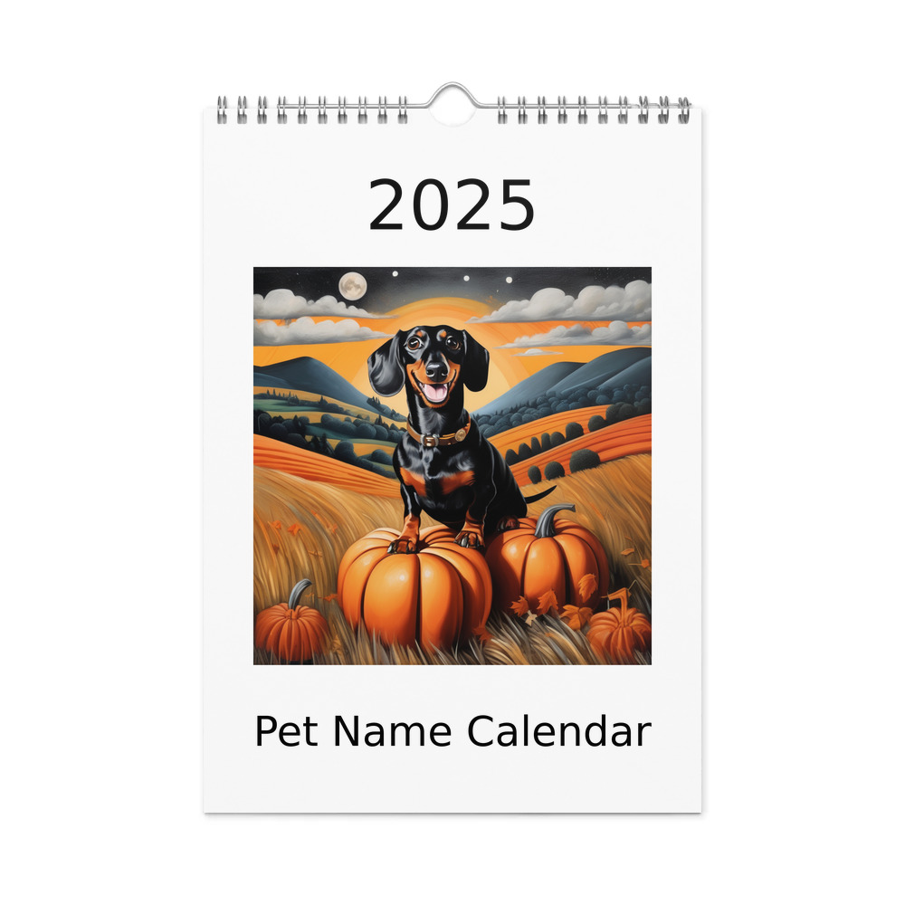 PugMug Custom Black Dachshund Wall Calendar (2026)
