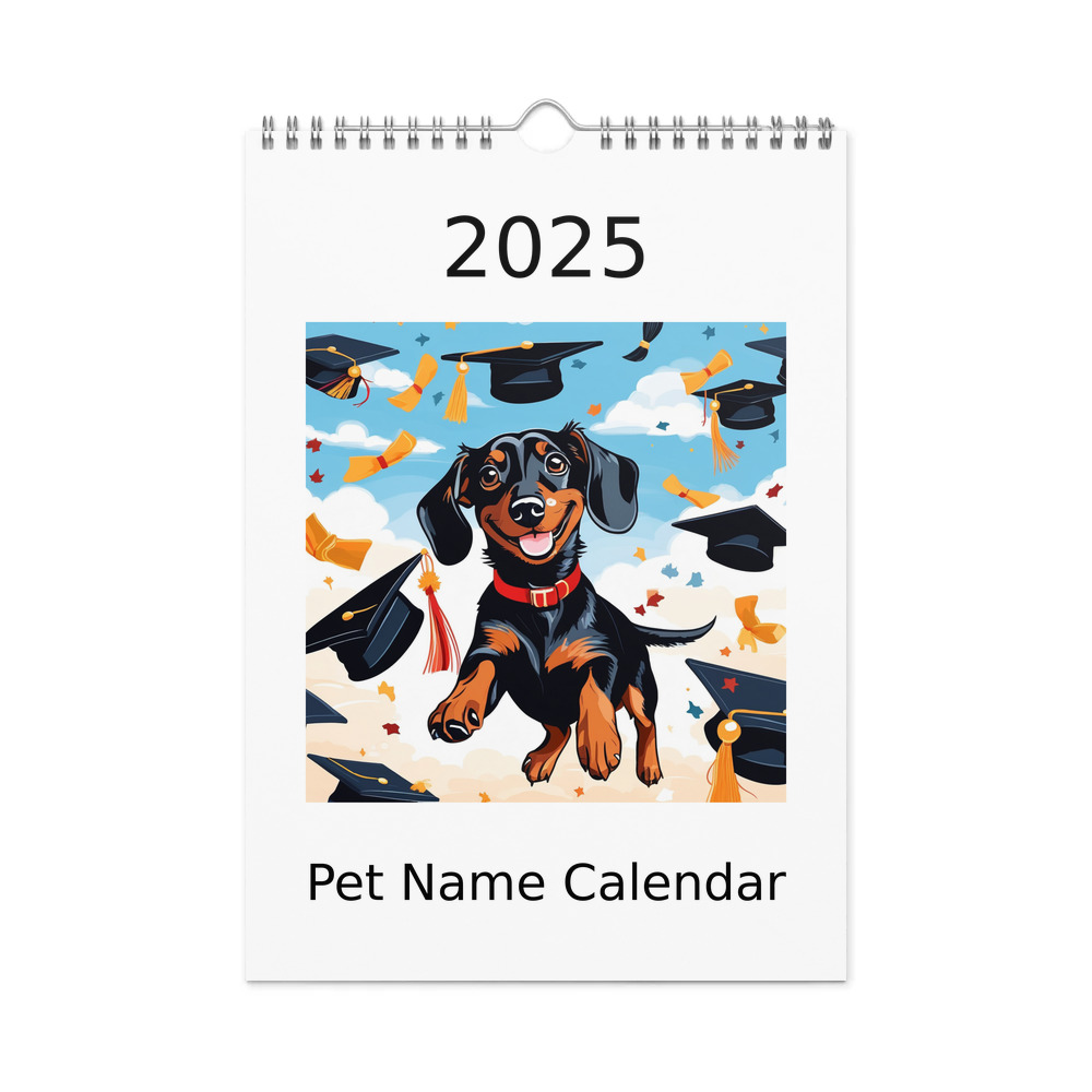 PugMug Custom Black Dachshund Wall Calendar (2026)