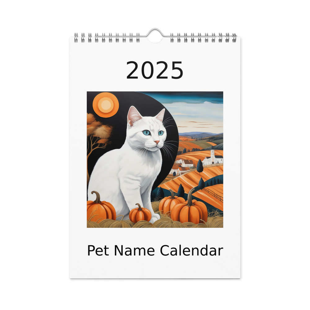 PugMug Custom White Companion Cat Wall Calendar (2026)