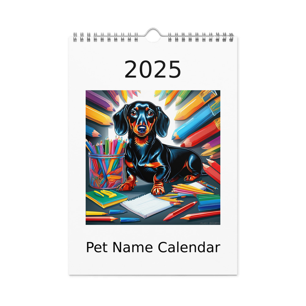 PugMug Custom Black Dachshund Wall Calendar (2026)
