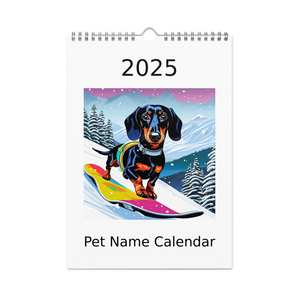PugMug Custom Black Dachshund Wall Calendar (2026)