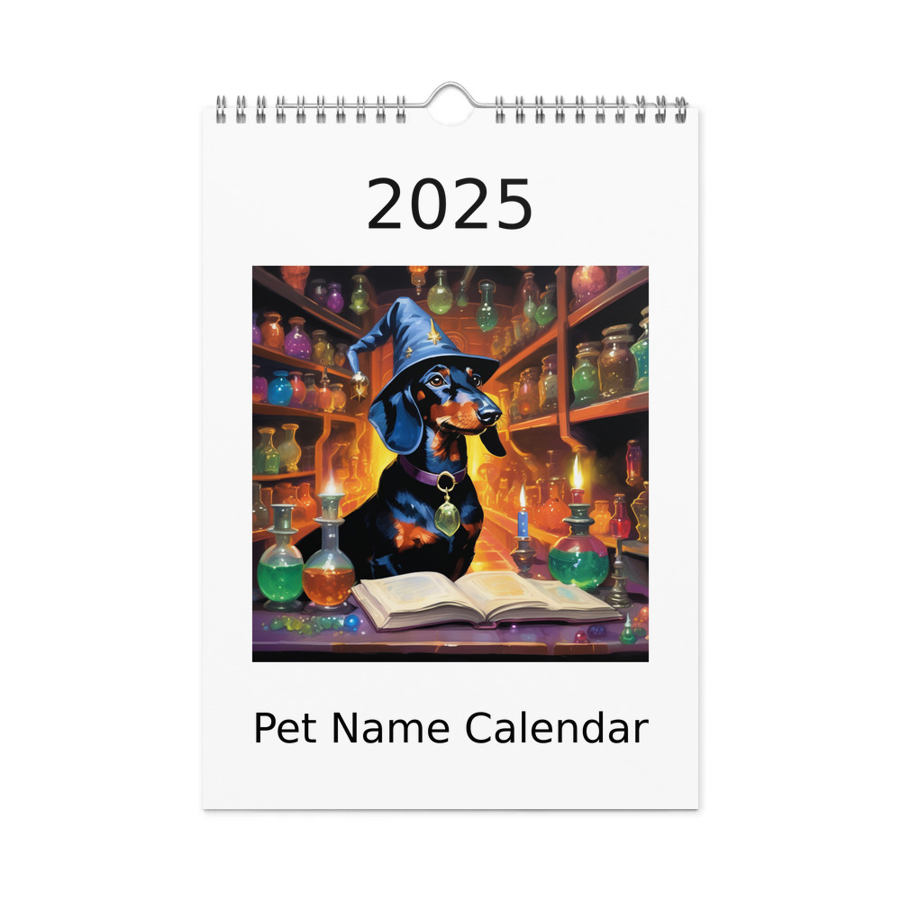 PugMug Custom Black Dachshund Wall Calendar (2026)