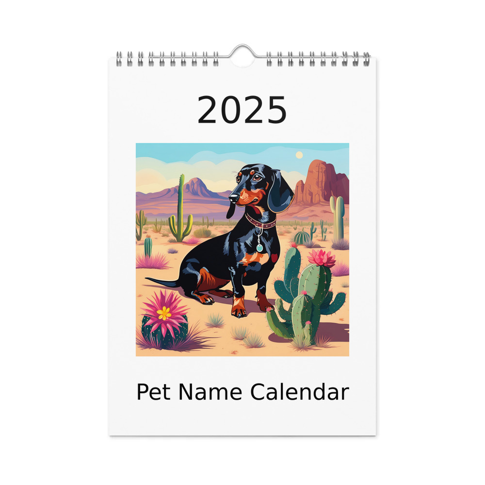 PugMug Custom Black Dachshund Wall Calendar (2026)