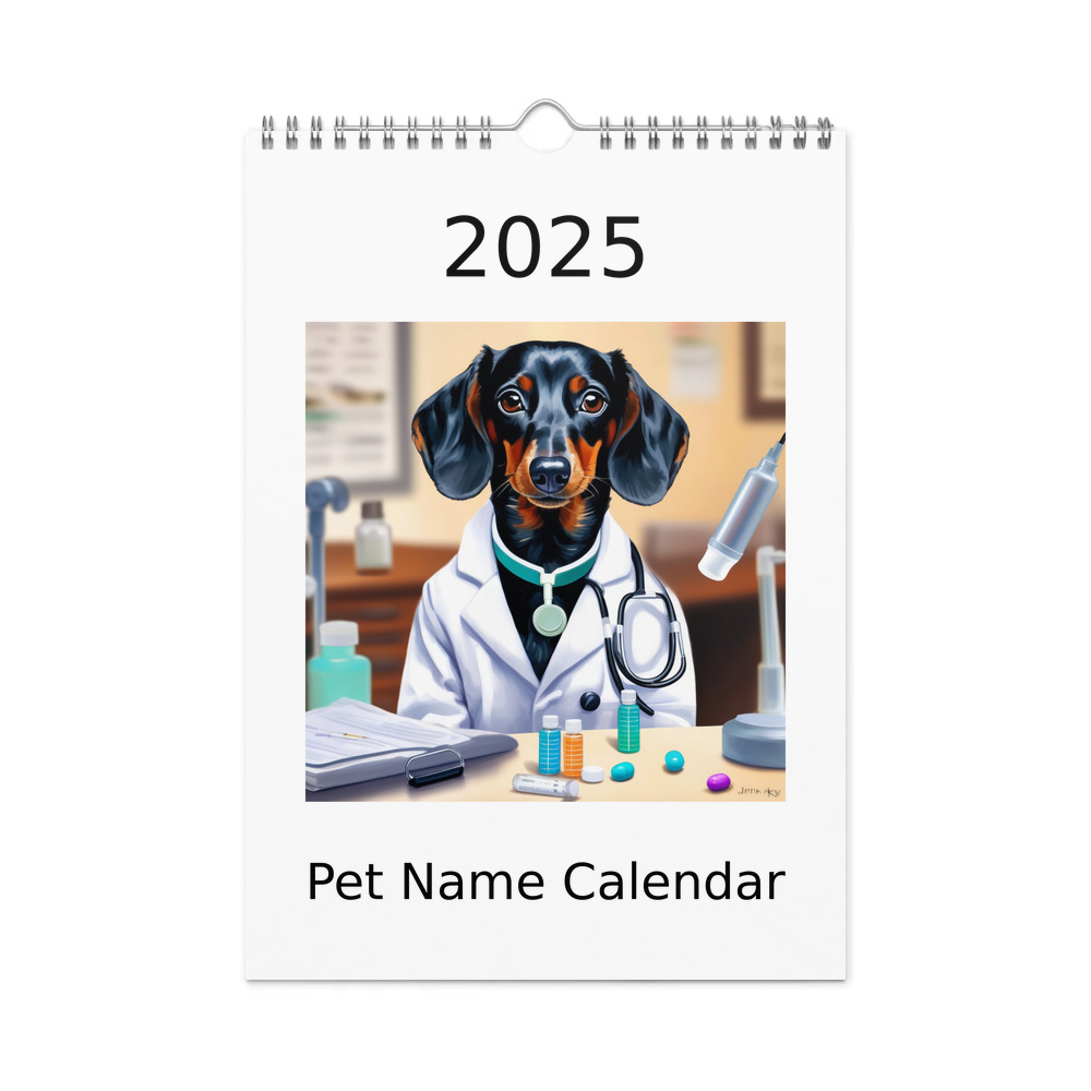 PugMug Custom Black Dachshund Wall Calendar (2026)