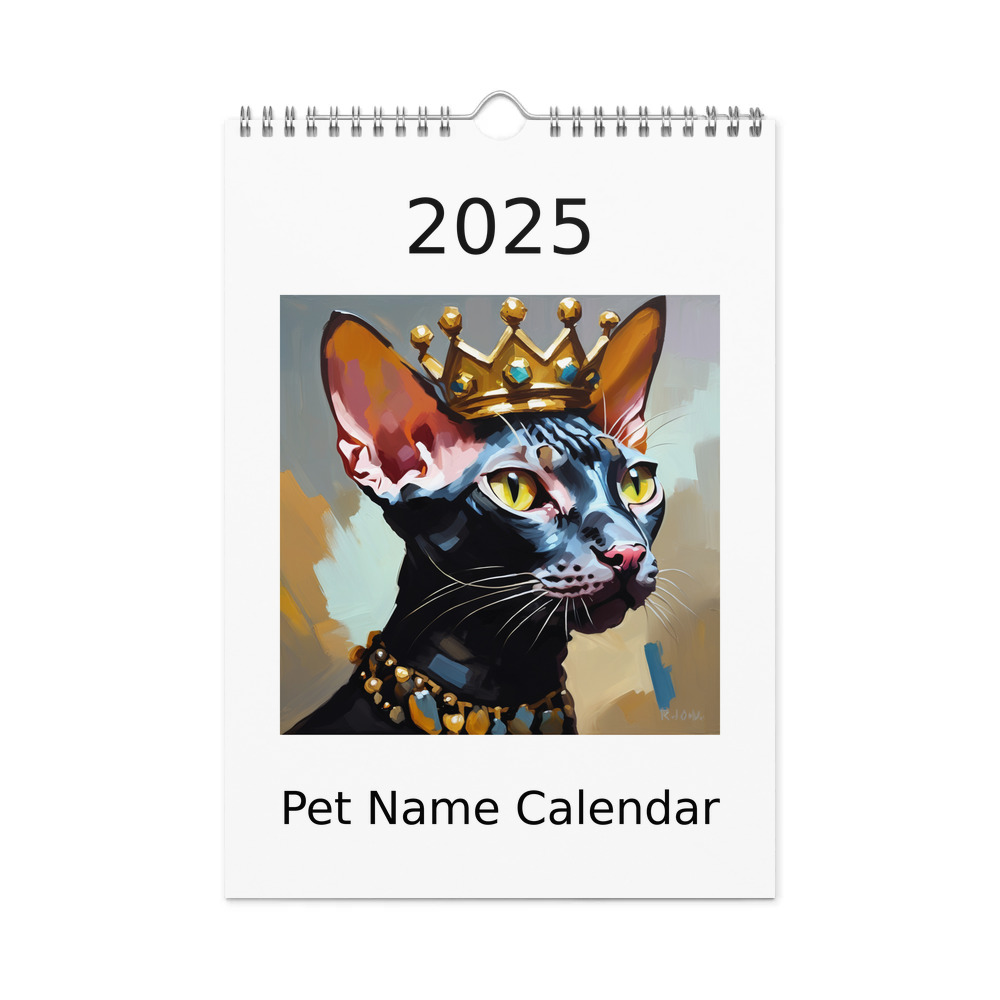 PugMug Custom Black Sphynx Cat Wall Calendar (2026)