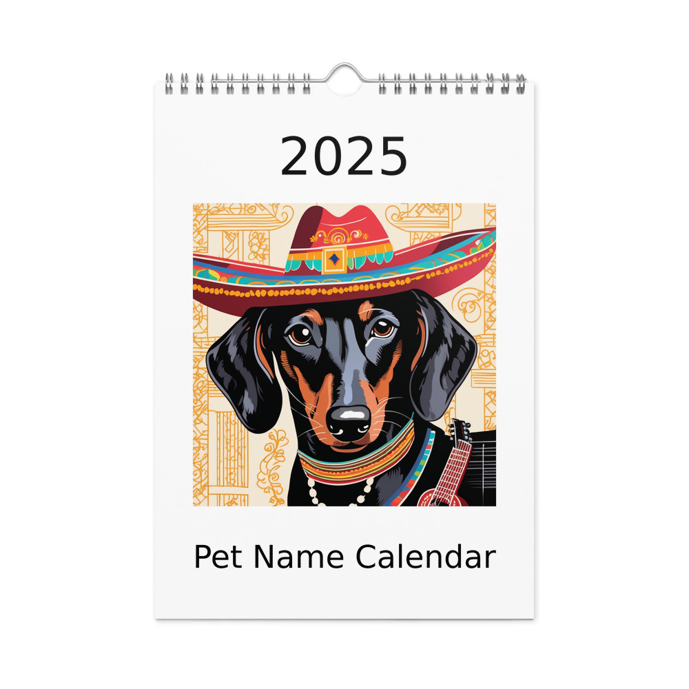 PugMug Custom Black Dachshund Wall Calendar (2026)