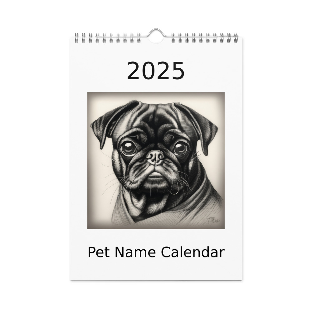 PugMug Custom Black Pug Wall Calendar (2026)