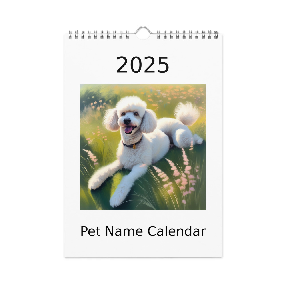 PugMug Custom White Poodle Wall Calendar (2026)