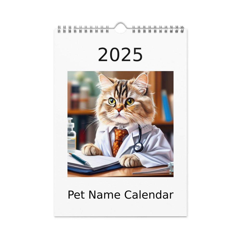 PugMug Custom Tabby Persian Cat Wall Calendar (2026)