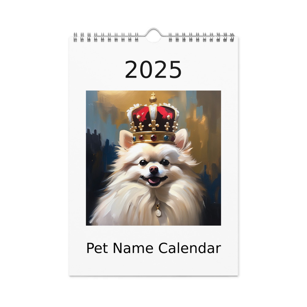 PugMug Custom White Pomeranian Wall Calendar (2026)