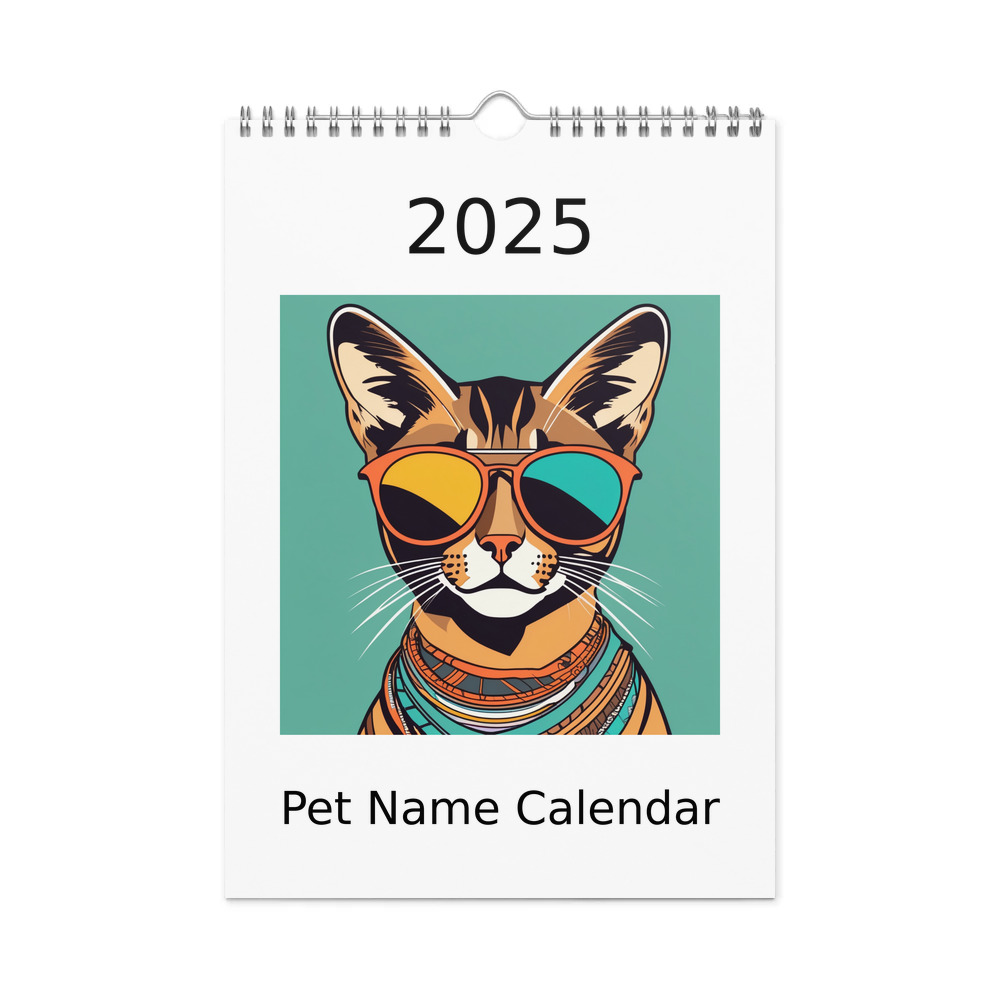 PugMug Custom Tabby Abyssinian Cat Wall Calendar (2026)