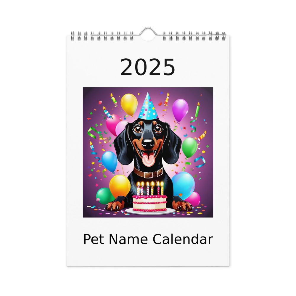 PugMug Custom Black Dachshund Wall Calendar (2026)