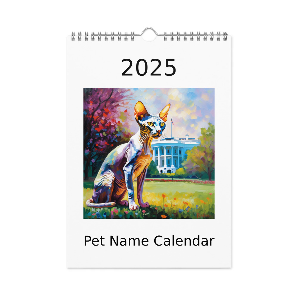 PugMug Custom Tabby Sphynx Cat Wall Calendar (2026)