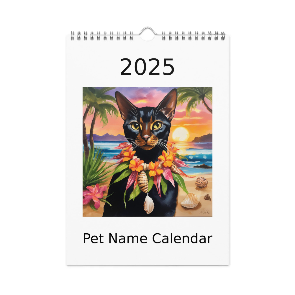 PugMug Custom Black Abyssinian Cat Wall Calendar (2026)
