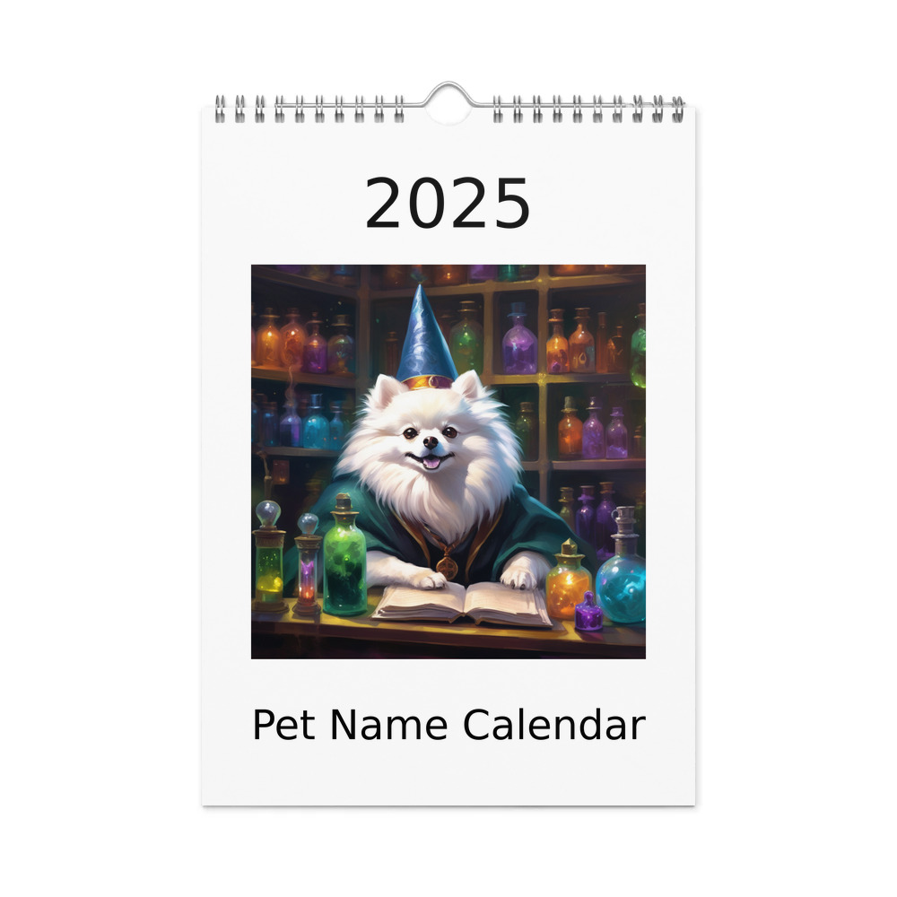 PugMug Custom White Pomeranian Wall Calendar (2026)