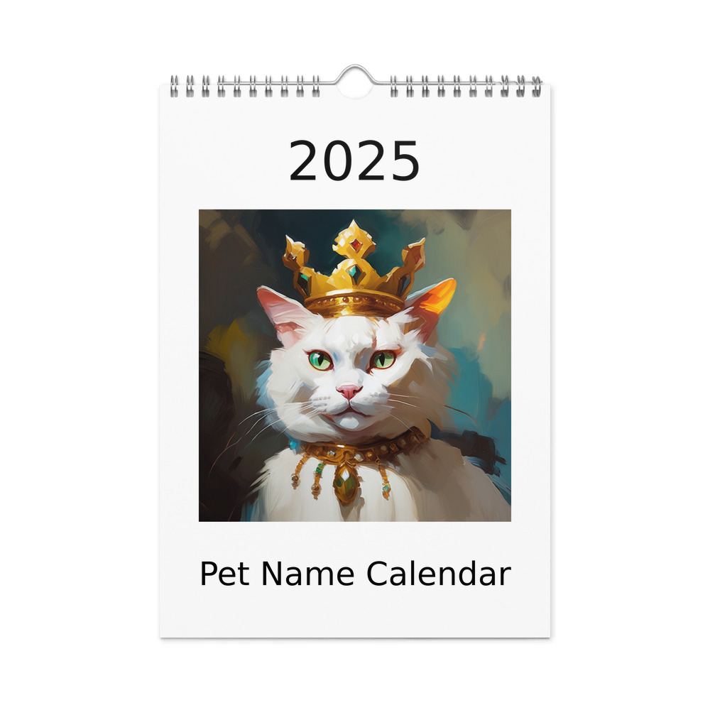 PugMug Custom White Exotic Cat Wall Calendar (2026)